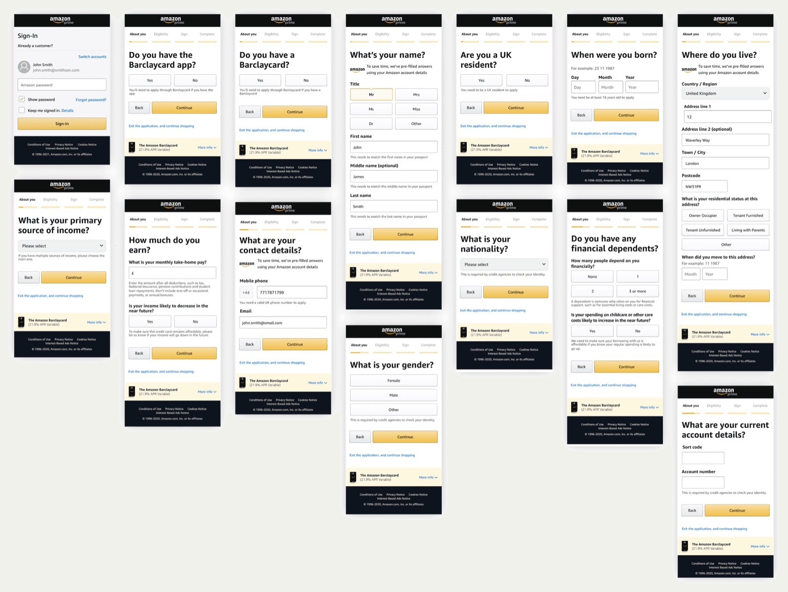Application form mobile designs.