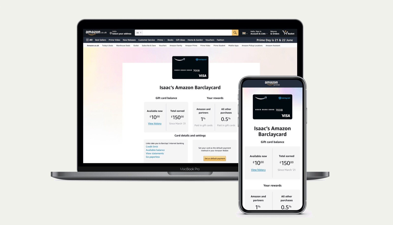 Mockup of the desktop and mobile card servicing page.