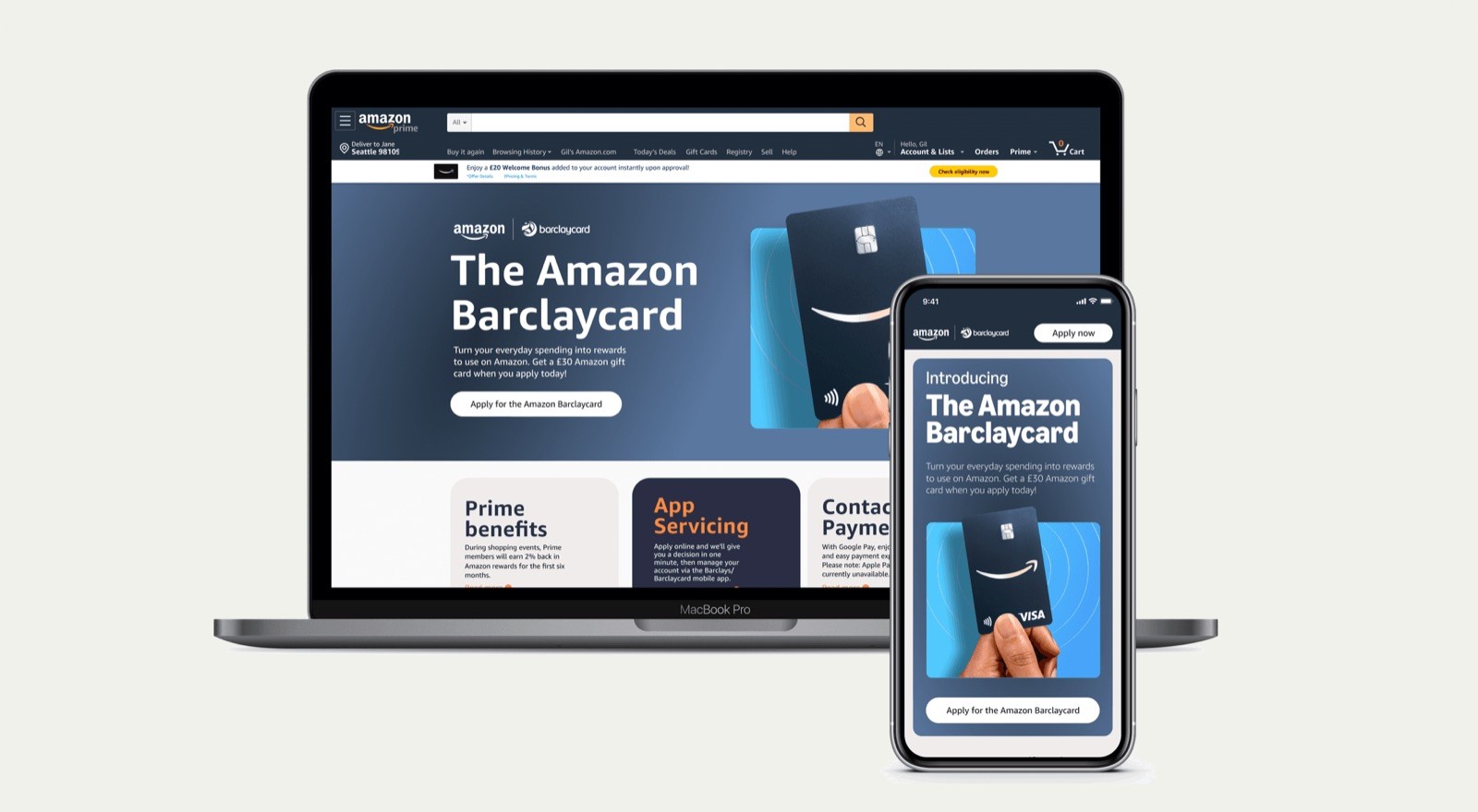 Mockup of the desktop and mobile product detail page.