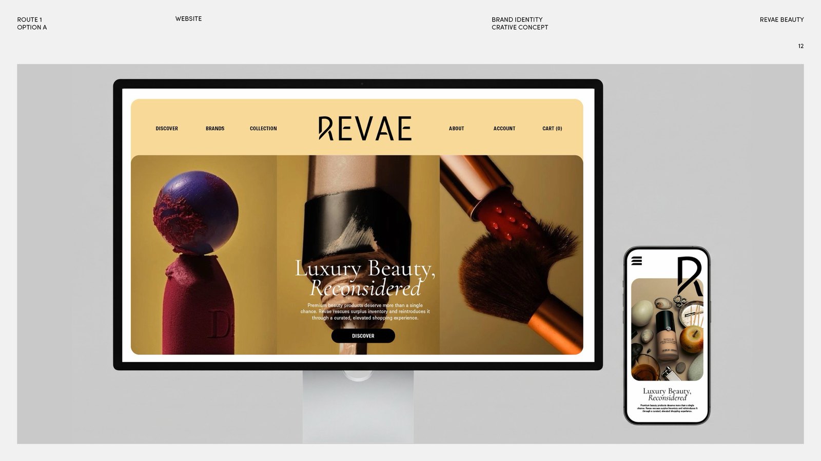 Website: butter header with the wordmark centred, the icon alone on mobile.