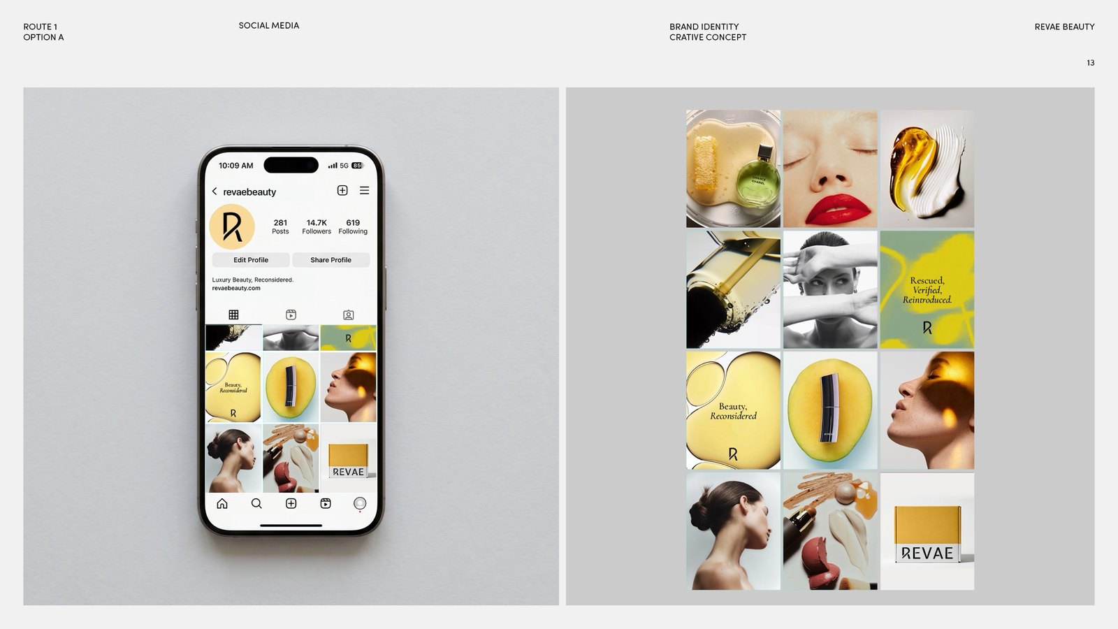Social media: the Instagram profile and grid.