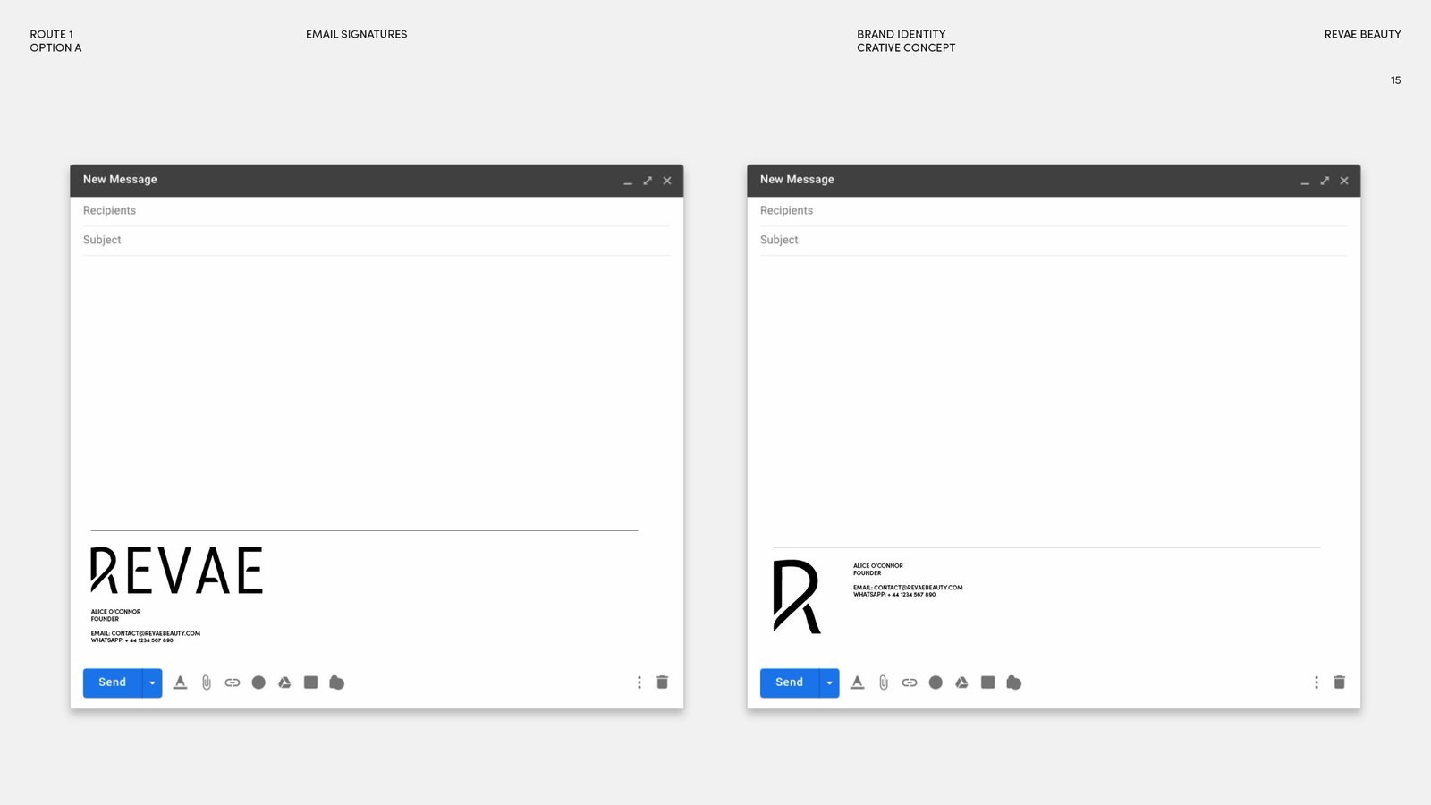 Email signatures with the wordmark and the icon.